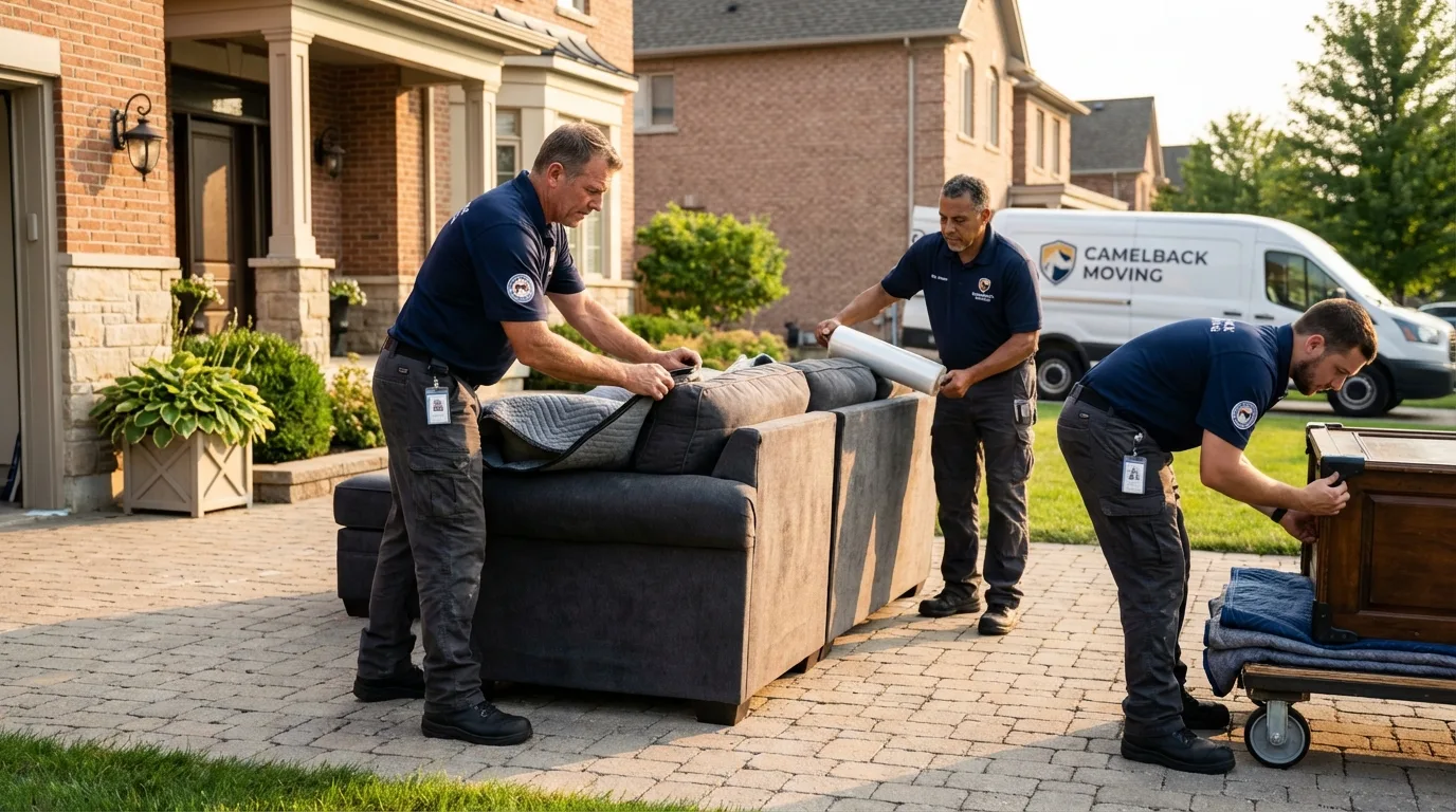 Large estate moving crew wrapping furniture in Braddock, PA