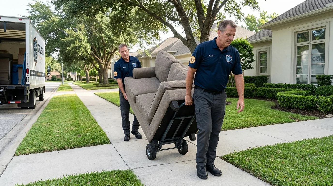 Local residential moving crew loading furniture in Braddock, PA